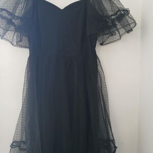 Unique Vintage Black Polka Dot Dress